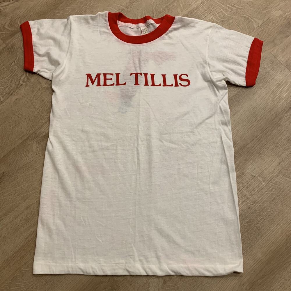 Vintage 80s 1980s Mel Tillis The Statesiders Concert Tour Ringer T-Shirt Men's M
